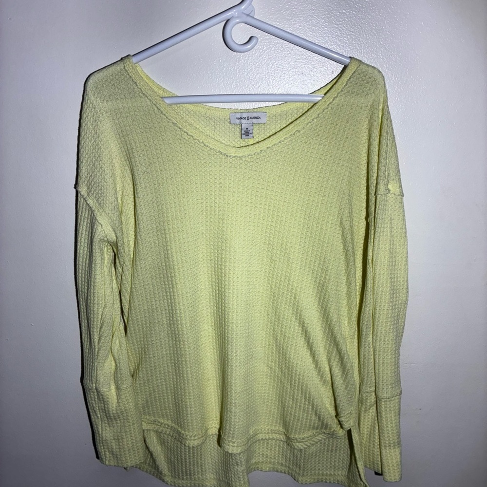 Vintage America Light Yellow V-Neck Sweater